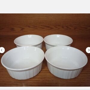 Set Of 4 Corning Ware Ribbed French White F-16-B 500ml Bowl Dish Ramekin 16 oz.